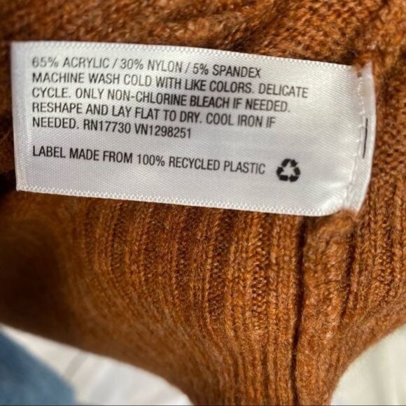 A New Day Striped Cardigan Tan Grey Tawny Long Acrylic Sweater Size XS - Picture 10 of 10